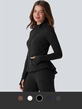 HALARA Black Utility Zip Jacket with Thumbhole Sleeves